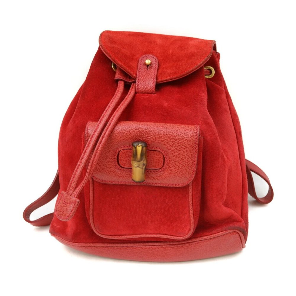 authentic Gucci BackPack Bag Reds Leather - Picture 1 of 9
